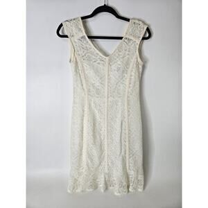 Nanette Lepore Cream Sleeveless Boho Floral Lace Mini Dress Size Women's 2